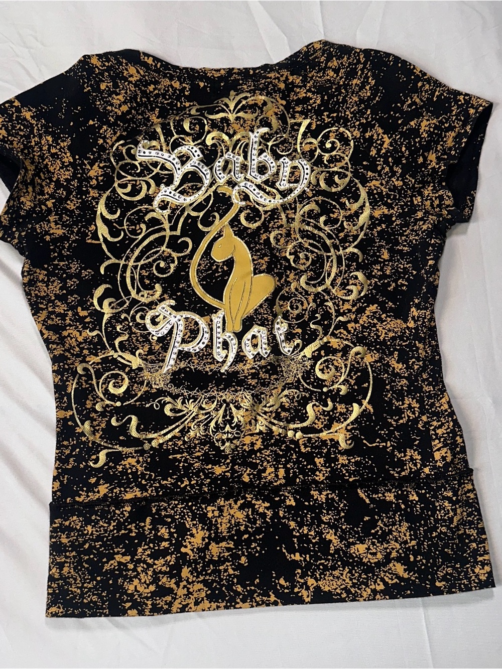 Baby Phat Black and Gold Foil Short Sleeve Tee - Picture 9 of 9